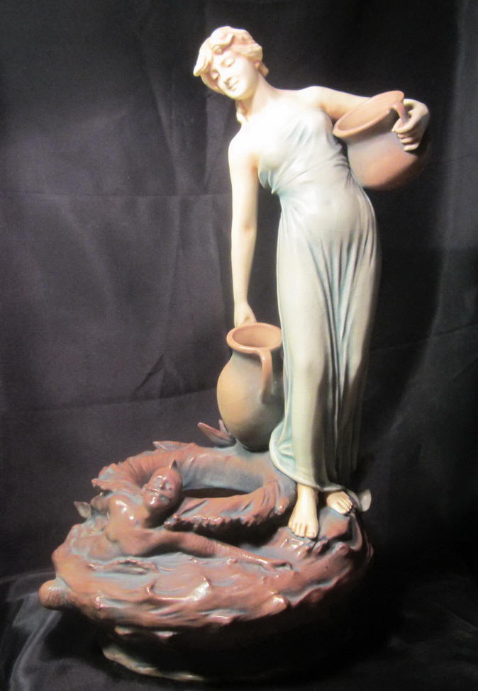 Art nouveau figurine by Th. Schoop for Benard Bloch, ca 1900; Amphora, Austria