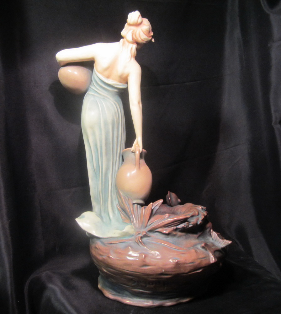 Art nouveau figurine by Th. Schoop for Benard Bloch, ca 1900; Amphora, Austria