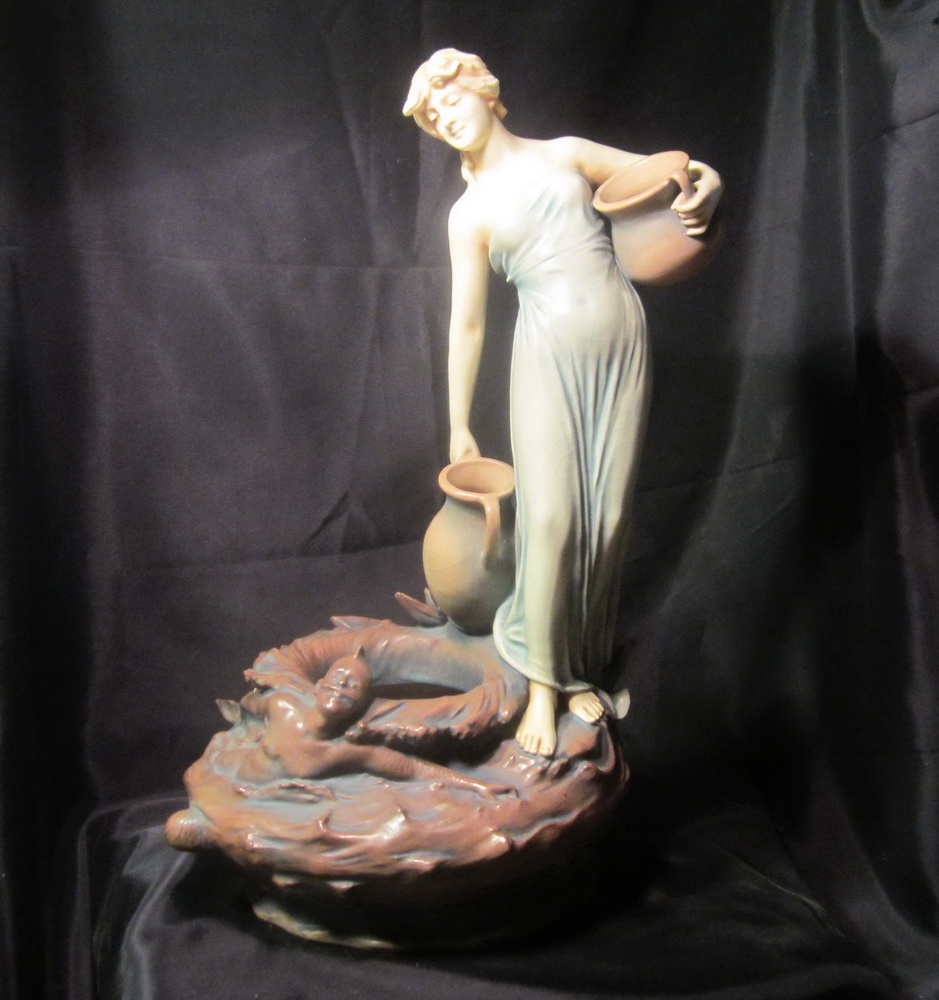 Art nouveau figurine by Th. Schoop for Benard Bloch, ca 1900; Amphora, Austria