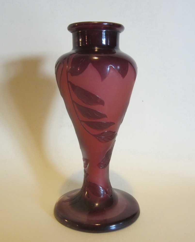 antique cameo glass art nouveau vase, by Emile Gall early 1900. 