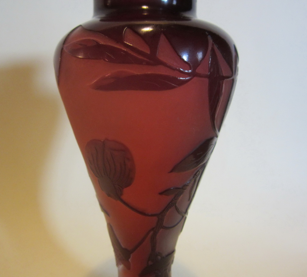 antique cameo glass art nouveau vase, by Emile Gall early 1900. 