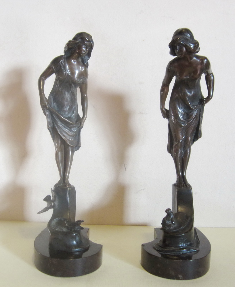 antique art nouveau bronzes, by Paul Ludwig KOWALCZEWSKI frg king and princess