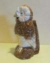 Antique French pitcher, jug, owl,in barbotine; St .Clement, early 1900